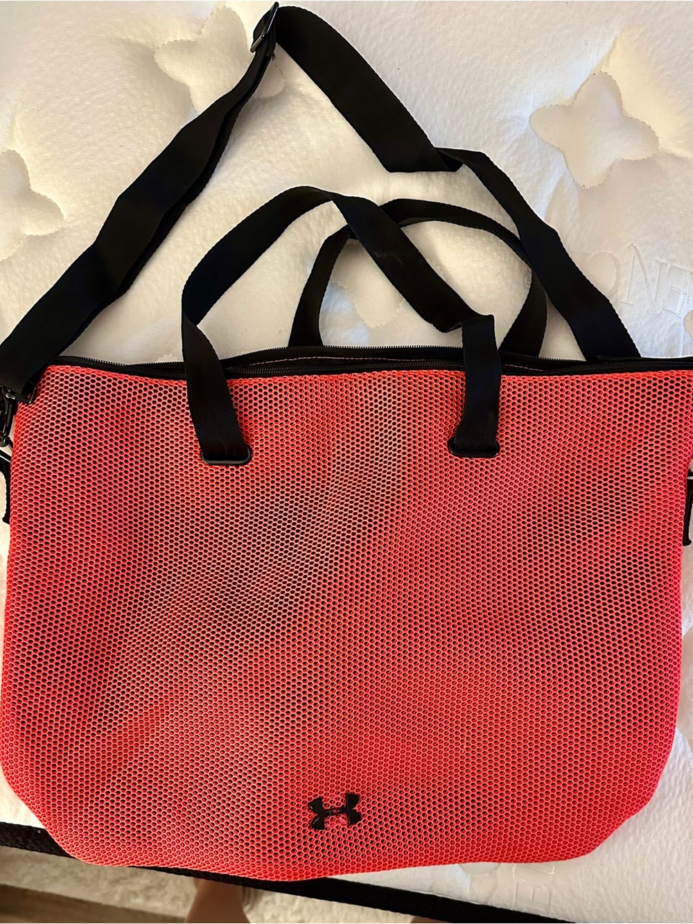 Under Armour Coral Mesh Tote with Black Straps